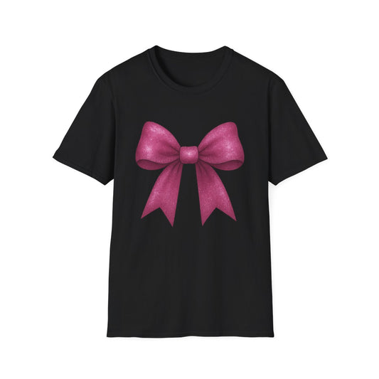 Pink Glitter Bow T-Shirt - funny t-shirt by Cheeky Business