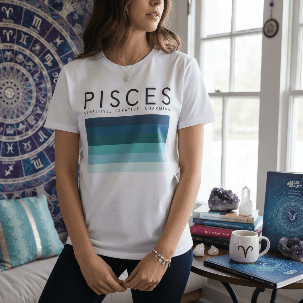 pisces zodiac graphic t-shirt t-shirt fifth colour product image