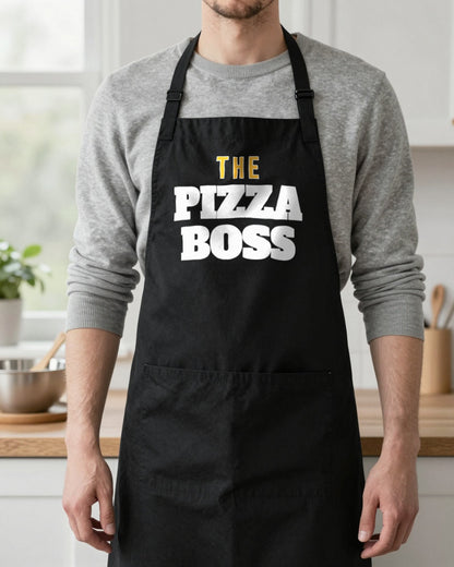 Pizza Boss & Topping Thief grown-up apron, worn