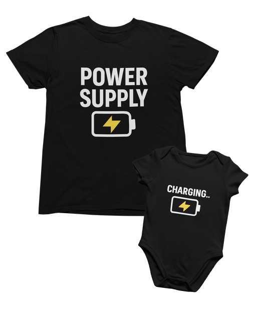 Power Supply & Charging Matching T-Shirt Gift Set matching outfit set product image 1 from Beast and Beauty