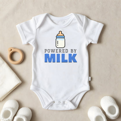 Powered By Milk baby grow laid flat