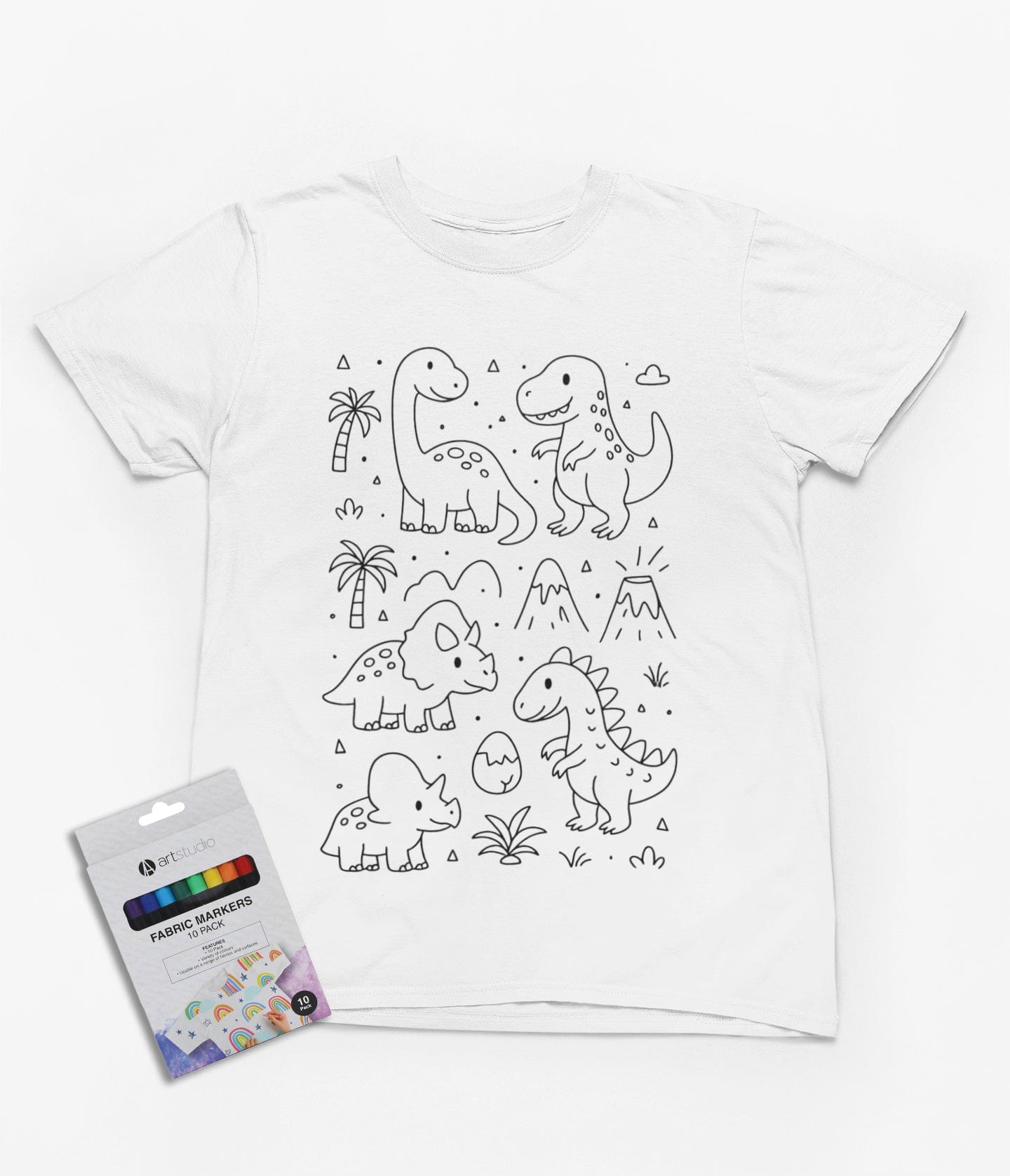 prehistoric pals colour-in dinosaur t-shirt t-shirt front product image