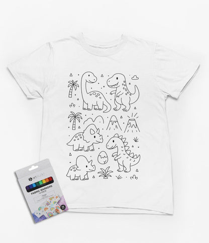 prehistoric pals colour-in dinosaur t-shirt t-shirt front product image