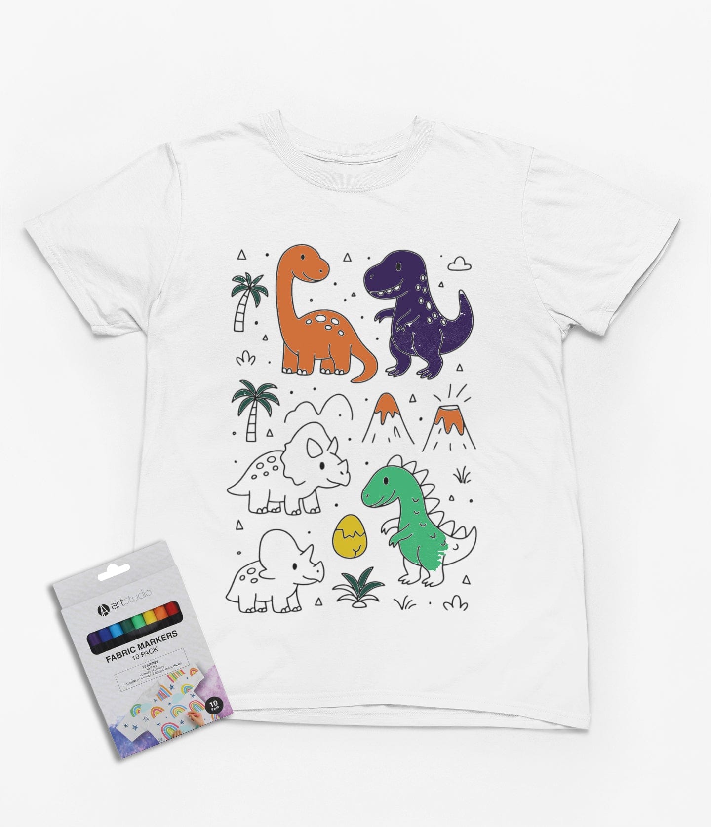 prehistoric pals colour-in dinosaur t-shirt t-shirt alternate colour product image