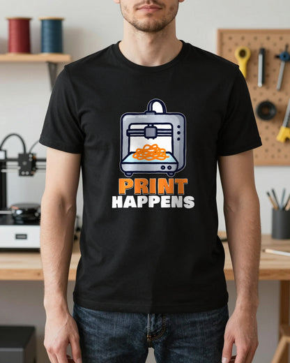 Print Happens Funny 3D Printing T-Shirt & Sweatshirt worn