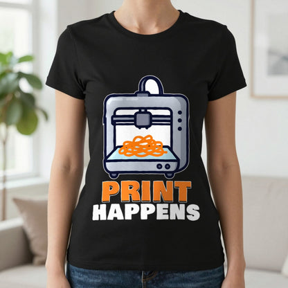Print Happens Funny 3D Printing T-Shirt & Sweatshirt worn, lifestyle photo