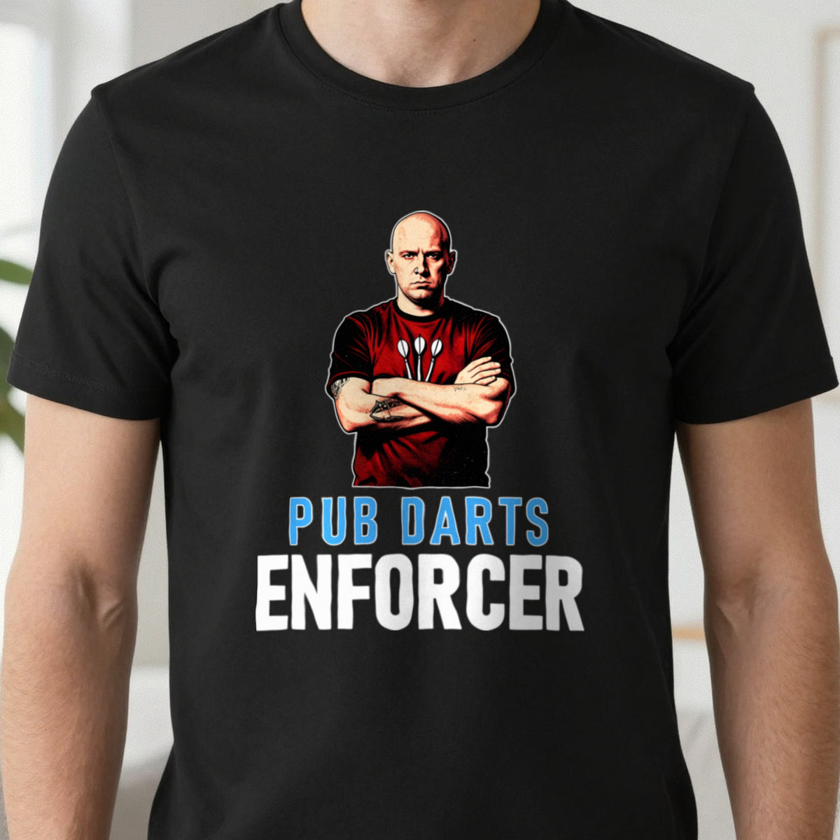 Pub Darts Enforcer Funny Darts T-Shirt & Sweatshirt close-up