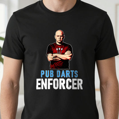 Pub Darts Enforcer Funny Darts T-Shirt & Sweatshirt close-up