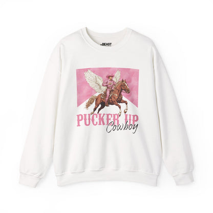 pucker up cowboy sweatshirt white sweatshirt cowgirl gift idea