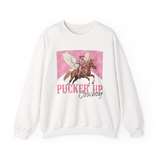 Pucker Up Cowboy Sweatshirt - funny sweatshirt by Cheeky Business