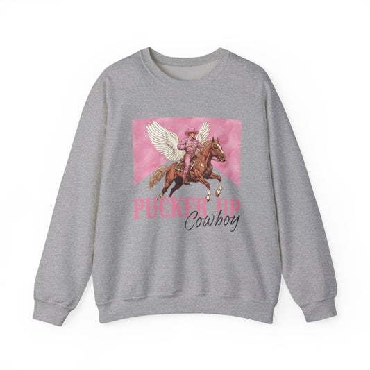 Pucker Up Cowboy Sweatshirt - funny sweatshirt by Cheeky Business