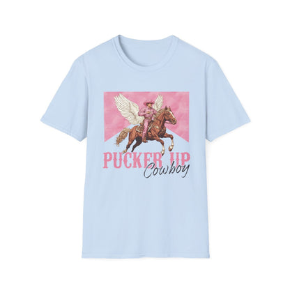 Pucker Up Cowboy T-Shirt - funny t-shirt by Cheeky Business
