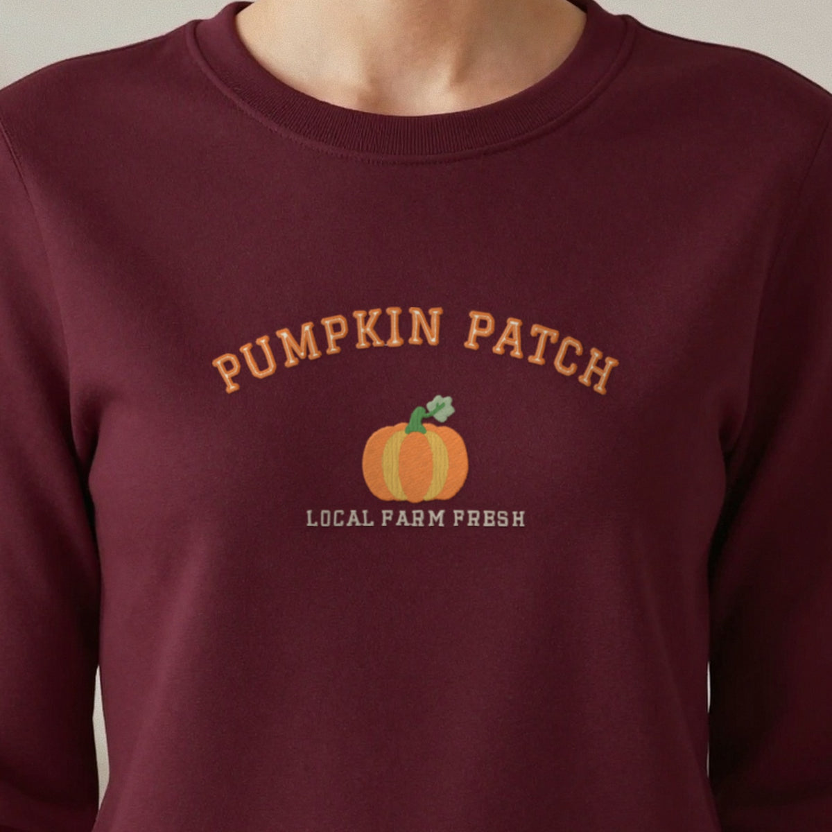 Pumpkin Patch Embroidered Sweatshirt close-up