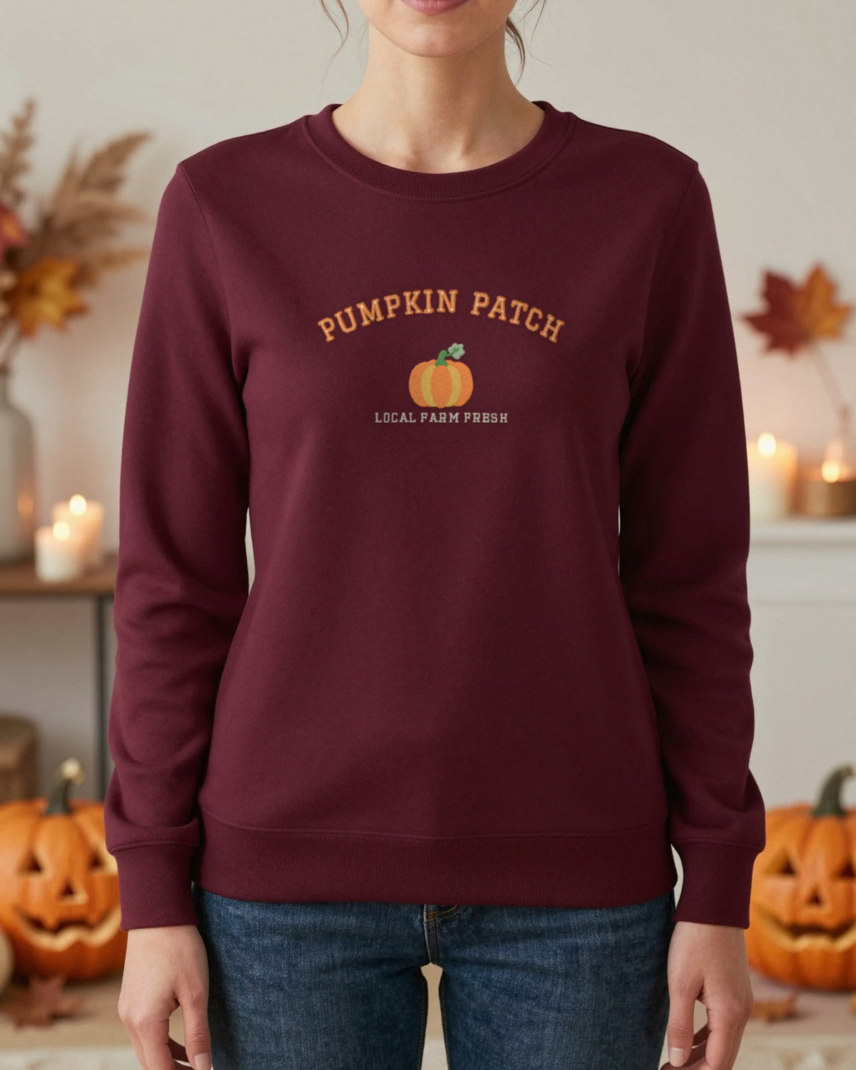 Pumpkin Patch Embroidered Sweatshirt worn