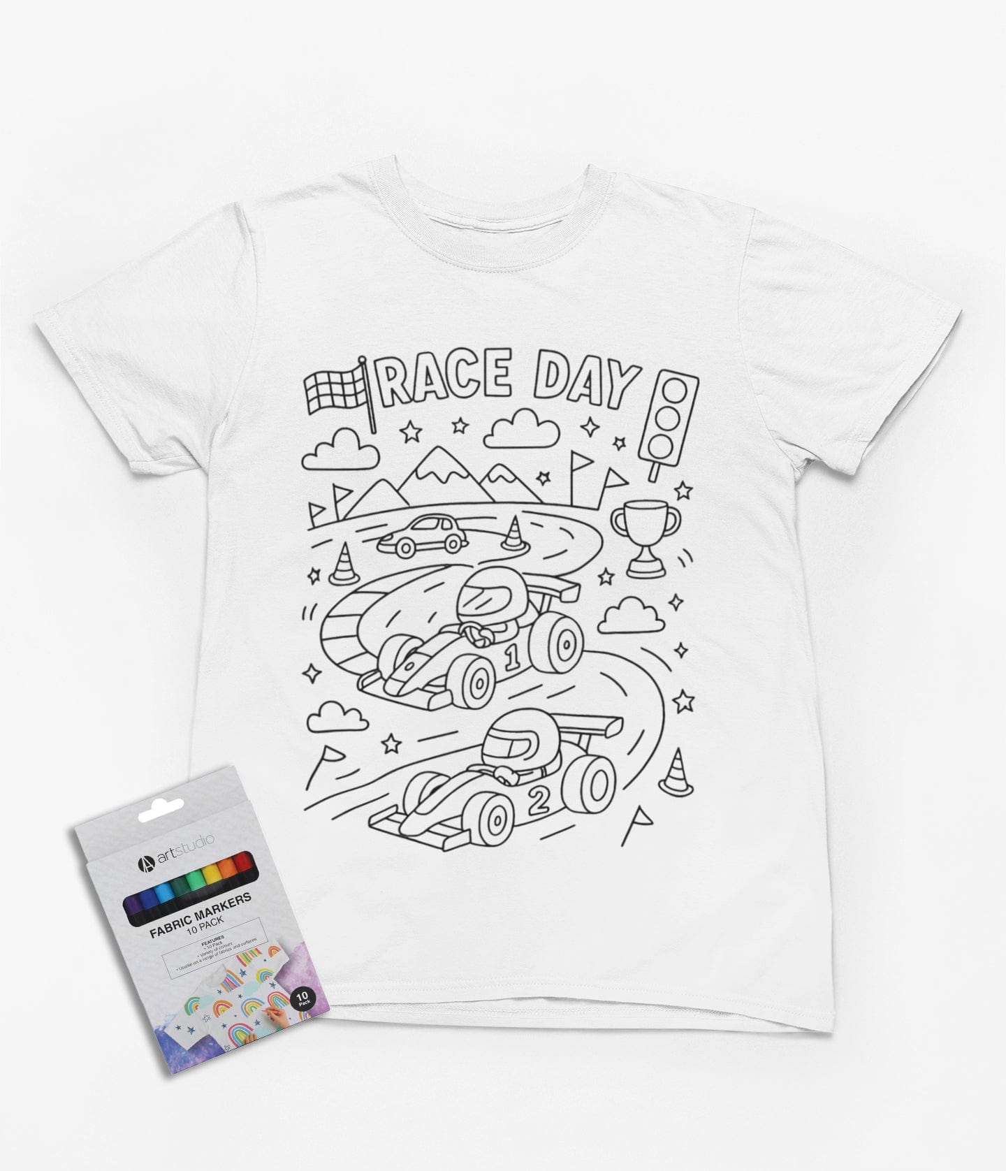 race day colour-in t-shirt t-shirt front product image
