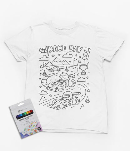 race day colour-in t-shirt t-shirt front product image