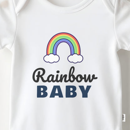 Rainbow Baby baby grow print close-up