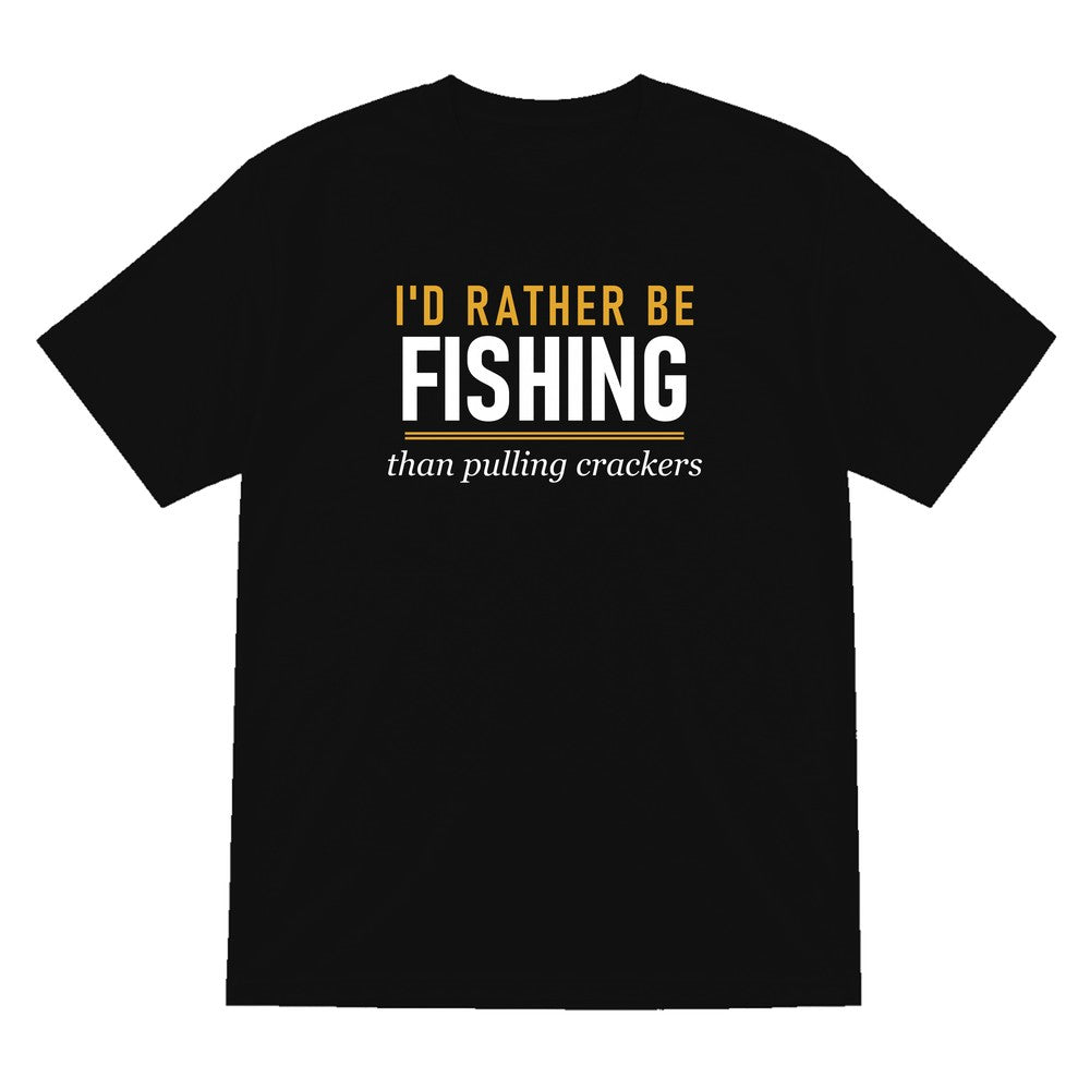Rather Be Fishing Than Pulling Crackers Funny Fishing Christmas Jumper & T-Shirt T-Shirt in Black