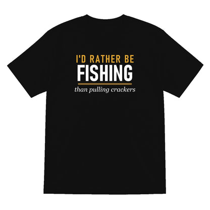Rather Be Fishing Than Pulling Crackers Funny Fishing Christmas Jumper & T-Shirt T-Shirt in Black