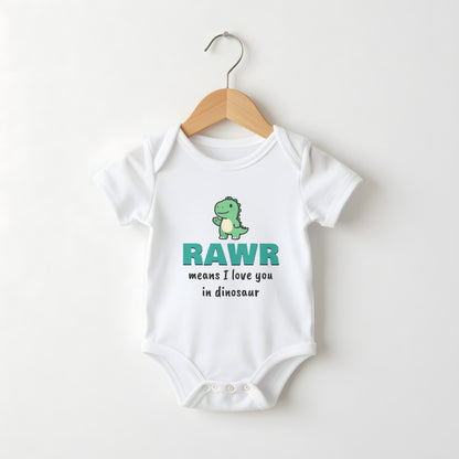 Rawr Means I Love You In Dinosaur funny baby grow