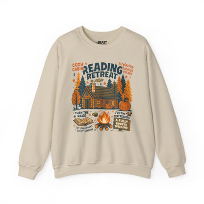 reading retreat cozy cabin sweatshirt sand sweatshirt book lover gift idea