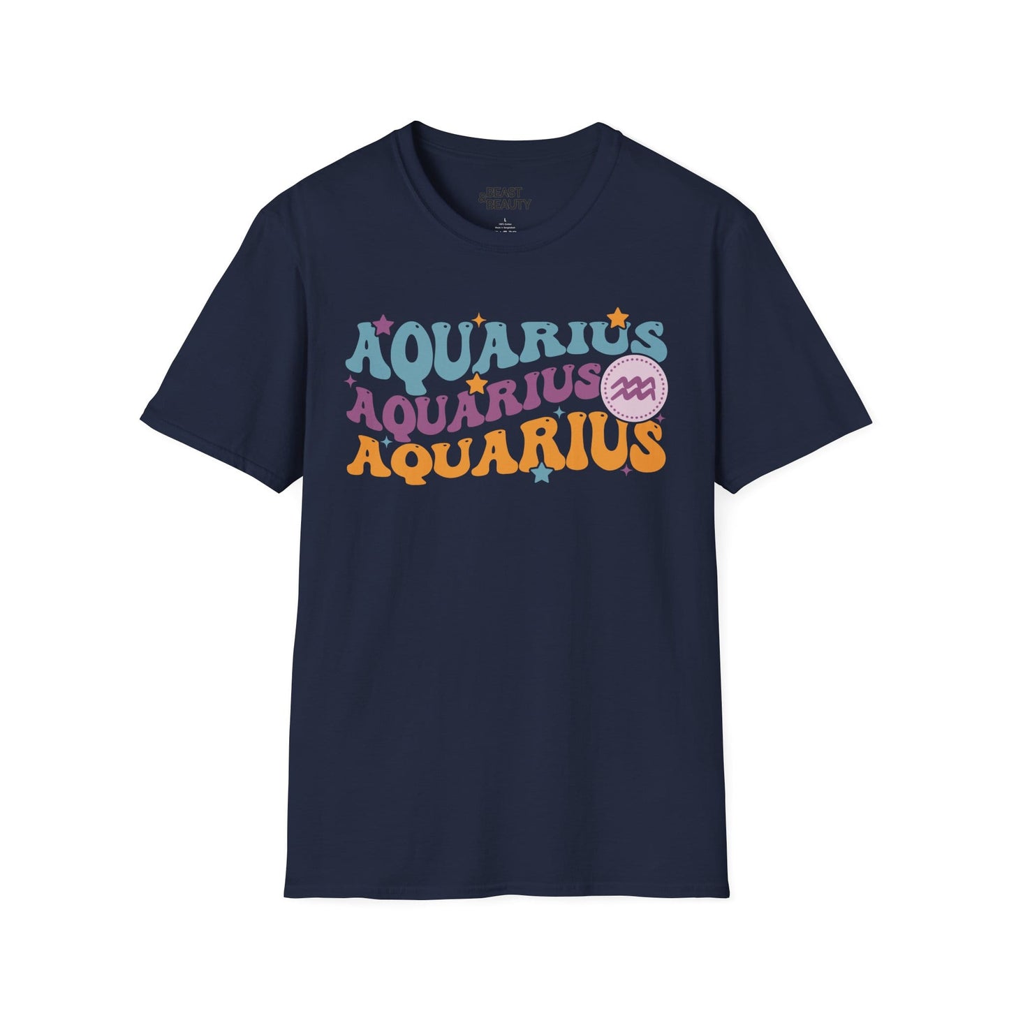 retro aquarius zodiac graphic t-shirt t-shirt front product image