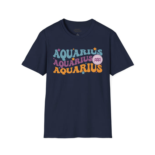 retro aquarius zodiac graphic t-shirt t-shirt front product image