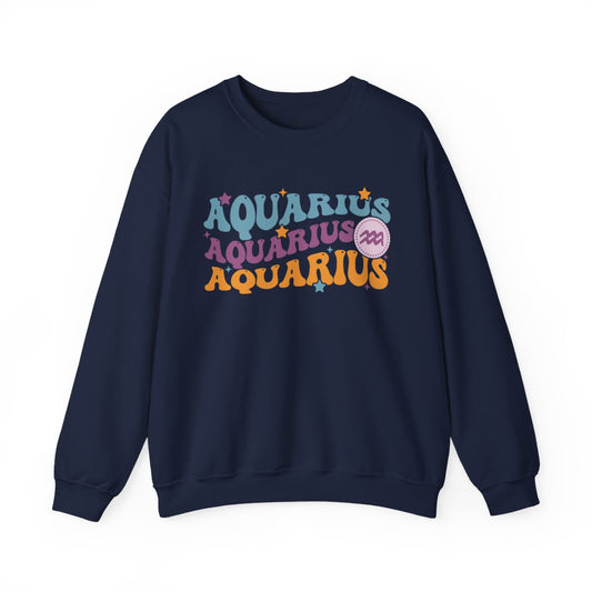 maroon sweatshirt with retro aquarius zodiac sign design