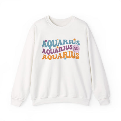 navy sweatshirt with vintage aquarius astrology graphic for birthday gift