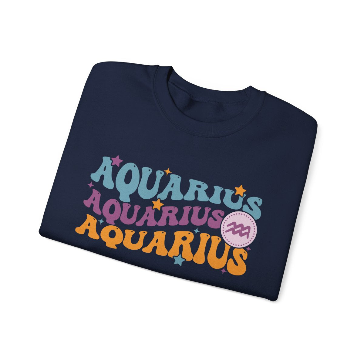sweatshirt detail showing vintage aquarius constellation and typography design