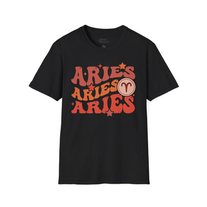 retro aries zodiac graphic t-shirt t-shirt front product image