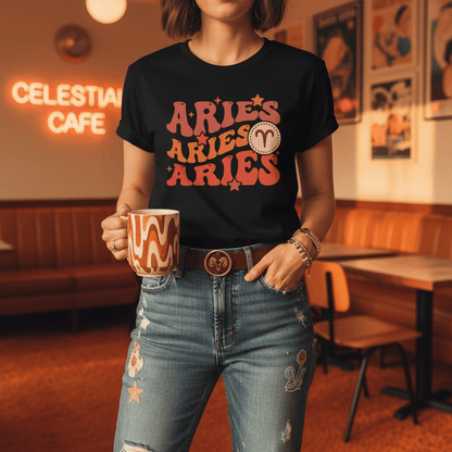 retro aries zodiac graphic t-shirt t-shirt eighth colour product image
