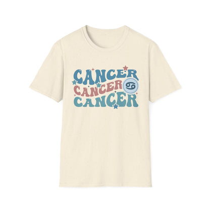 black t-shirt with retro cancer zodiac graphic for astrology fans