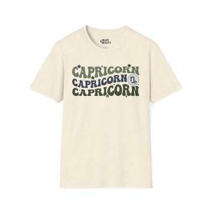 retro capricorn zodiac graphic t-shirt t-shirt front product image