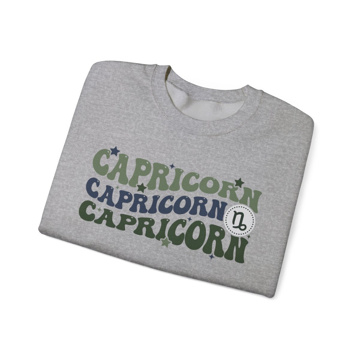 multiple colour options of Capricorn retro zodiac sweatshirt flat lay display