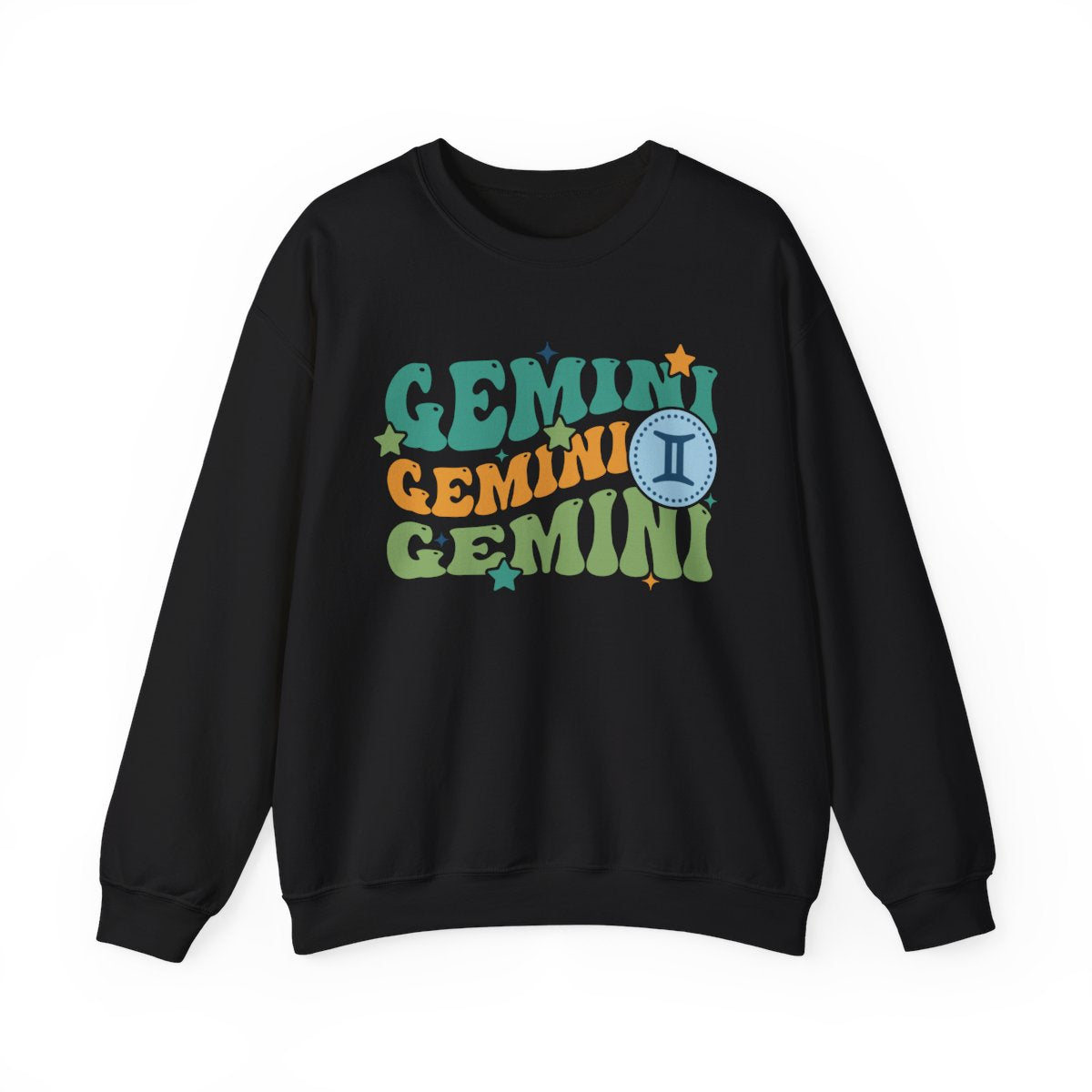 forest green sweatshirt with retro gemini zodiac sign print