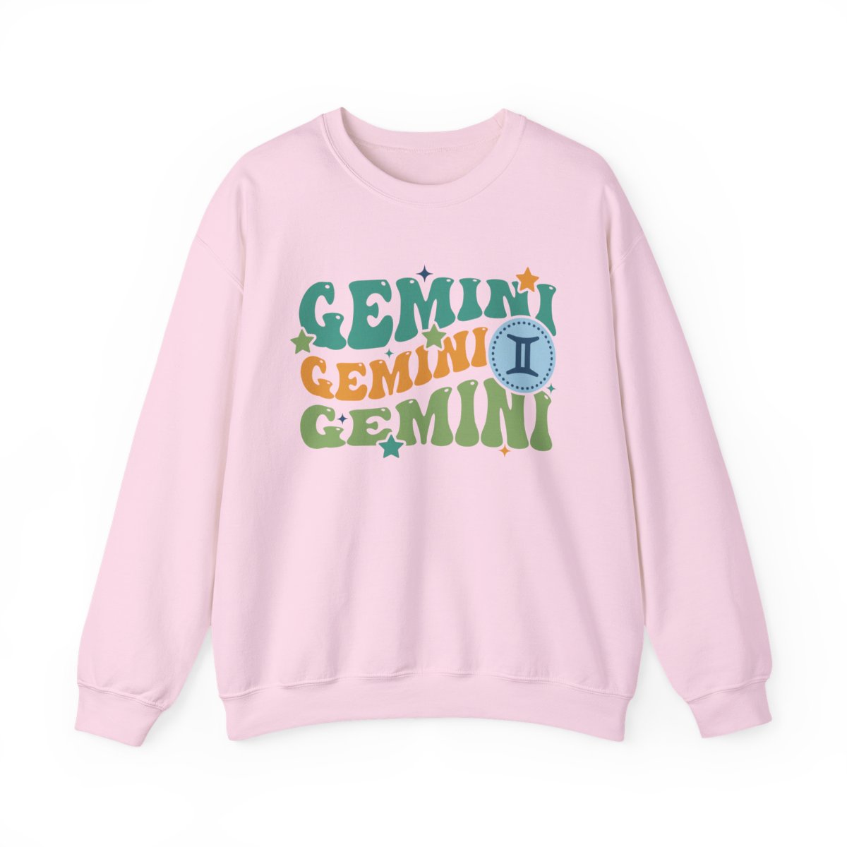 navy sweatshirt featuring retro gemini star sign with celestial accents