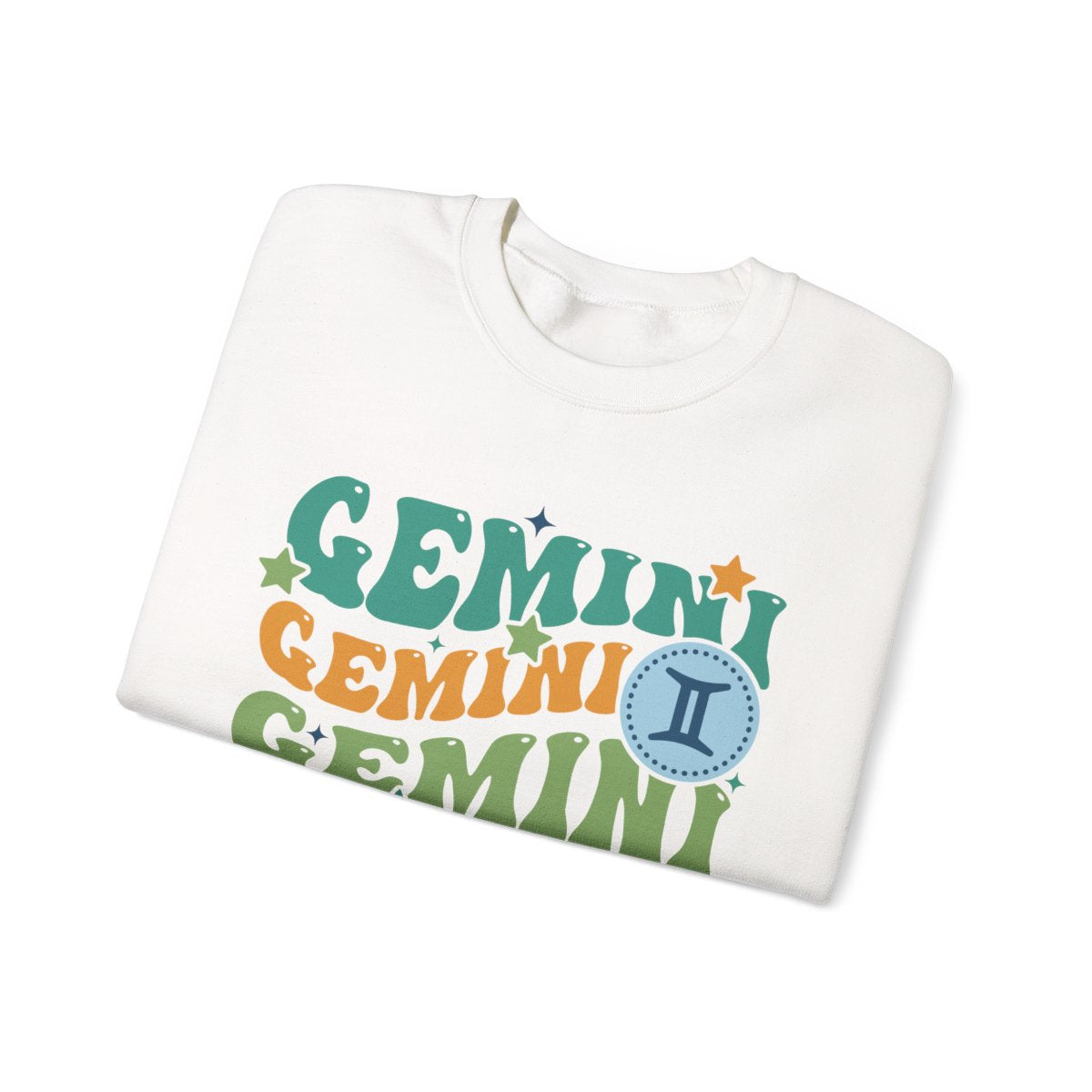 retro gemini sweatshirt in multiple colours showing design detail