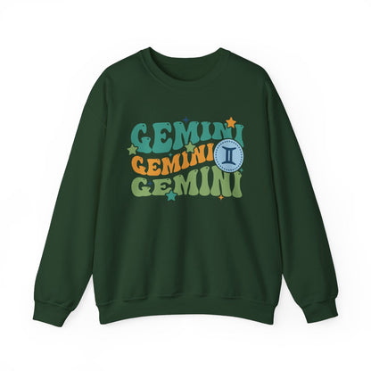maroon sweatshirt with groovy gemini astrology print for zodiac lovers