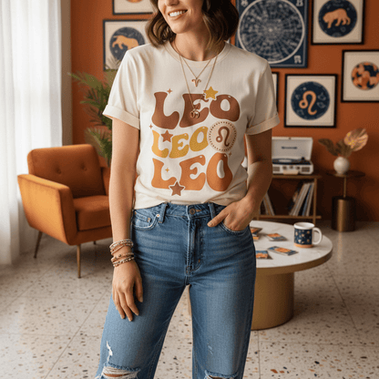 retro leo zodiac graphic t-shirt t-shirt eighth colour product image