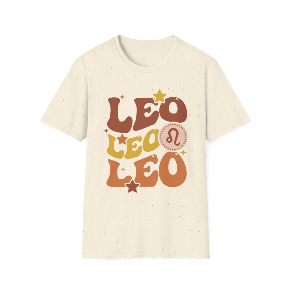 light blue t-shirt with retro Leo zodiac graphic design