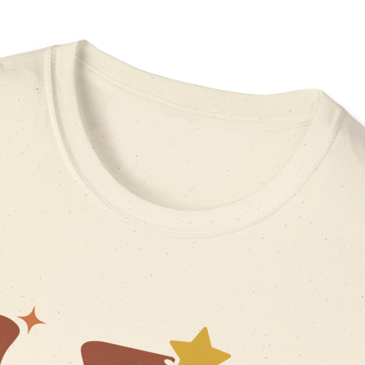 close-up detail of retro Leo zodiac print on cotton t-shirt