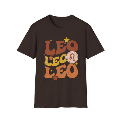 dark chocolate t-shirt with vintage Leo astrology design