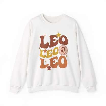 black sweatshirt with retro celestial leo zodiac design