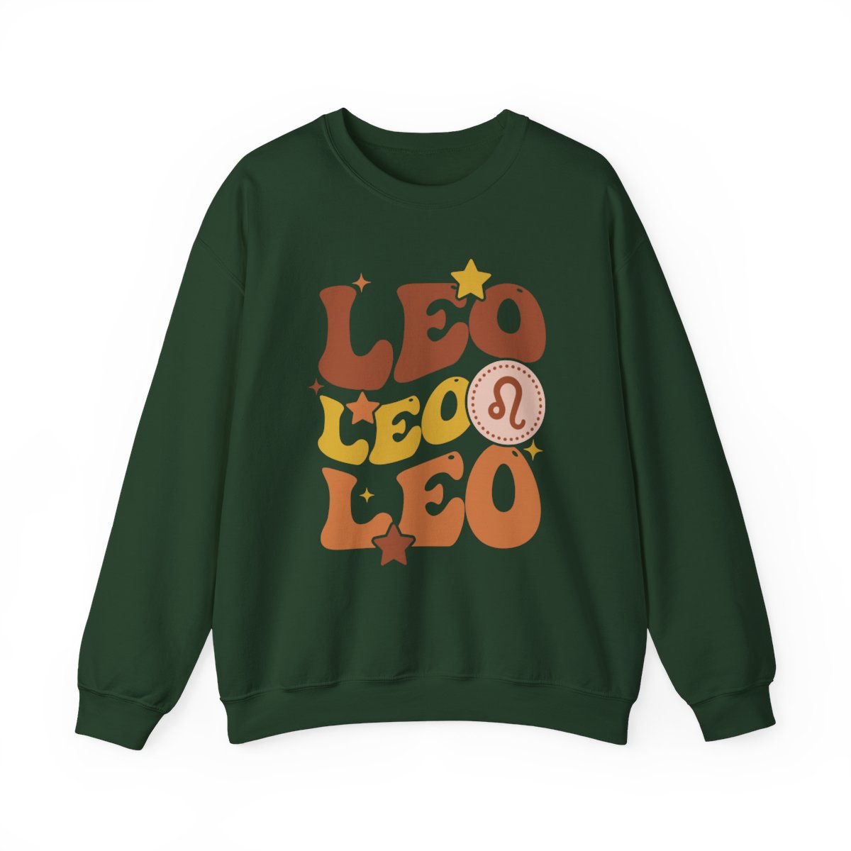 forest green sweatshirt with vintage leo zodiac astrology print