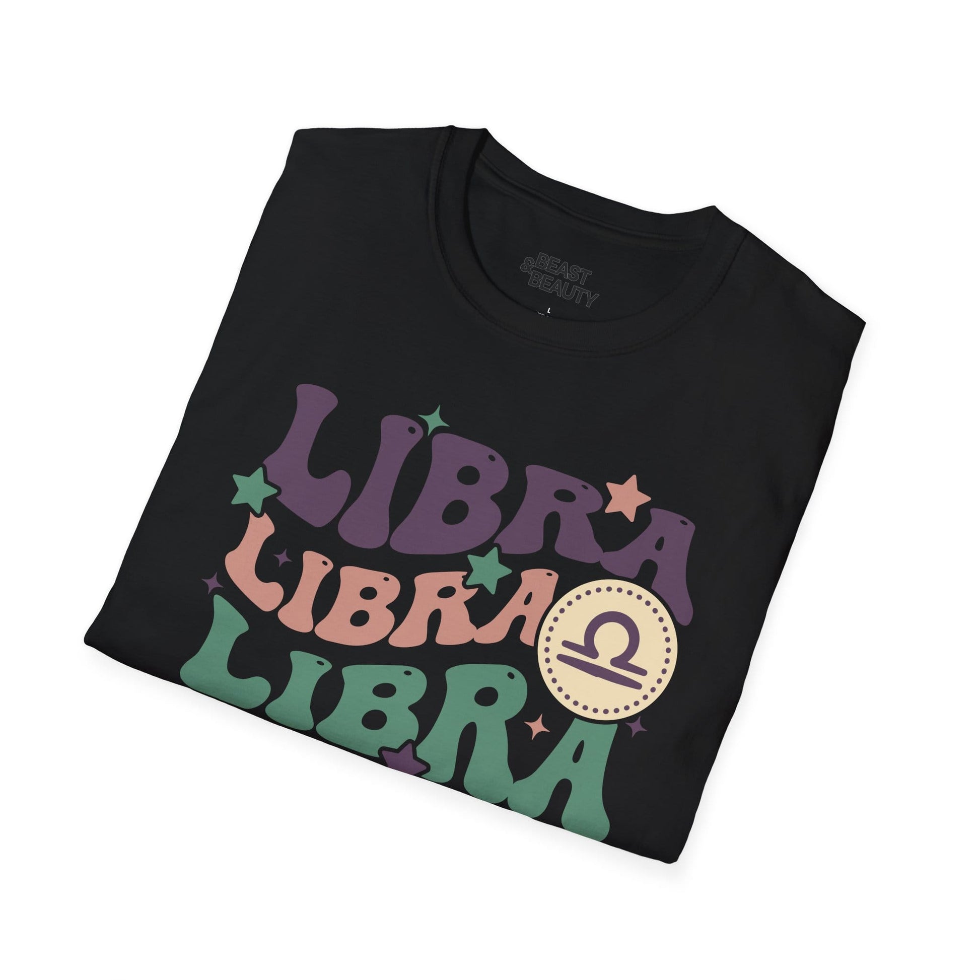 retro libra zodiac graphic t-shirt t-shirt seventh colour product image