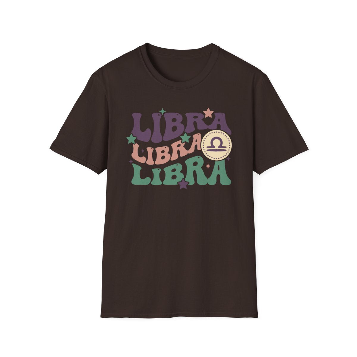 light blue t-shirt front and back with libra zodiac design