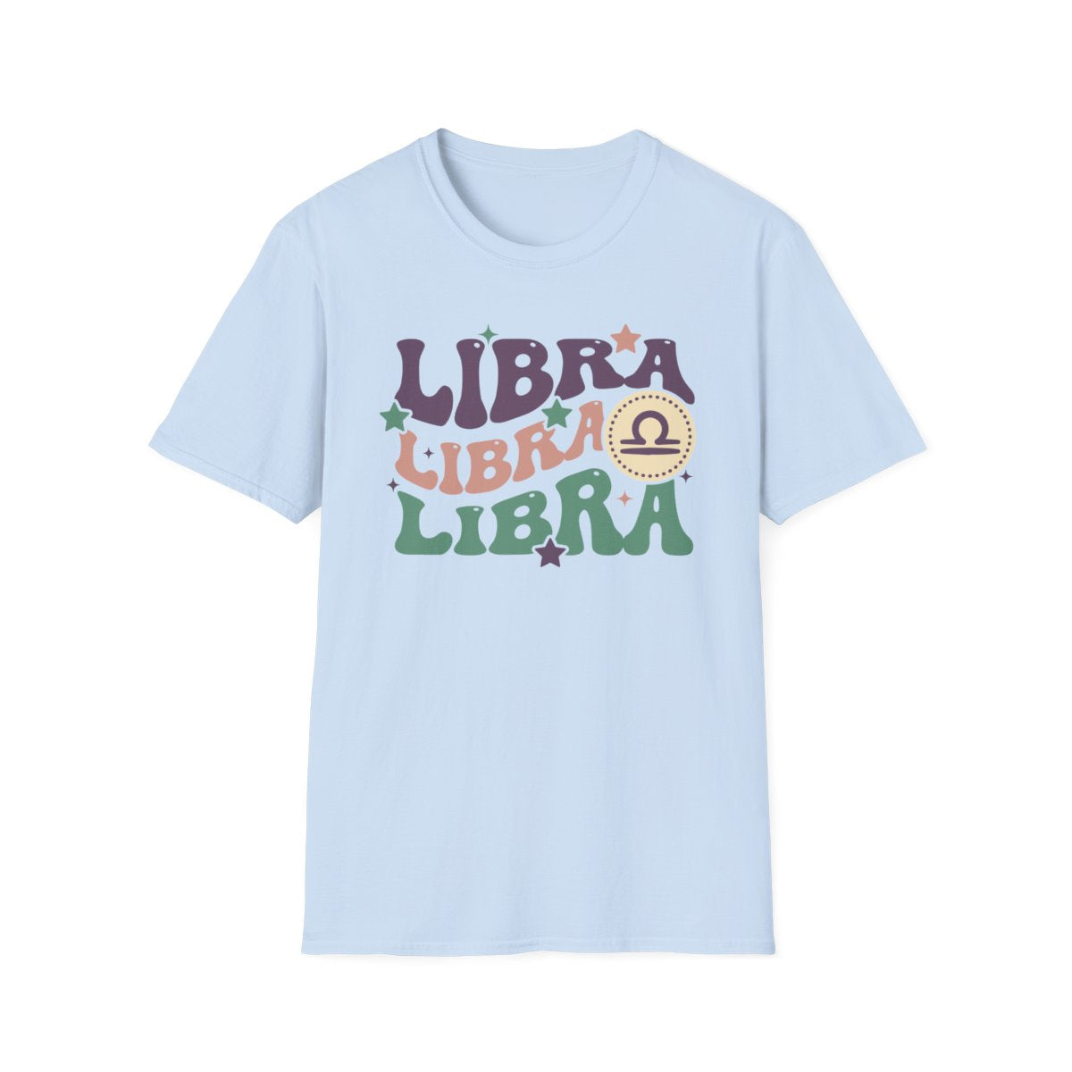 dark chocolate t-shirt with vintage libra astrology graphic