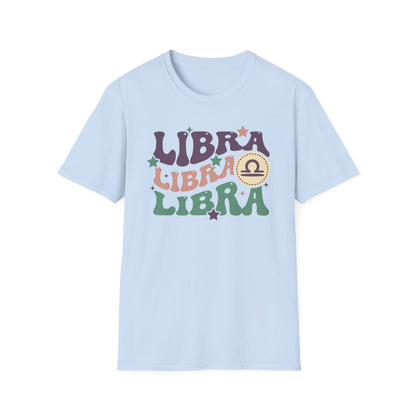 dark chocolate t-shirt with vintage libra astrology graphic