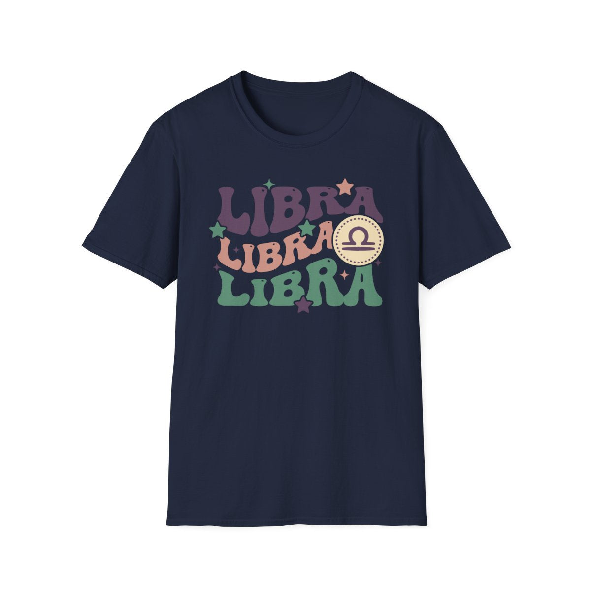 white t-shirt with retro libra zodiac graphic for birthday gift